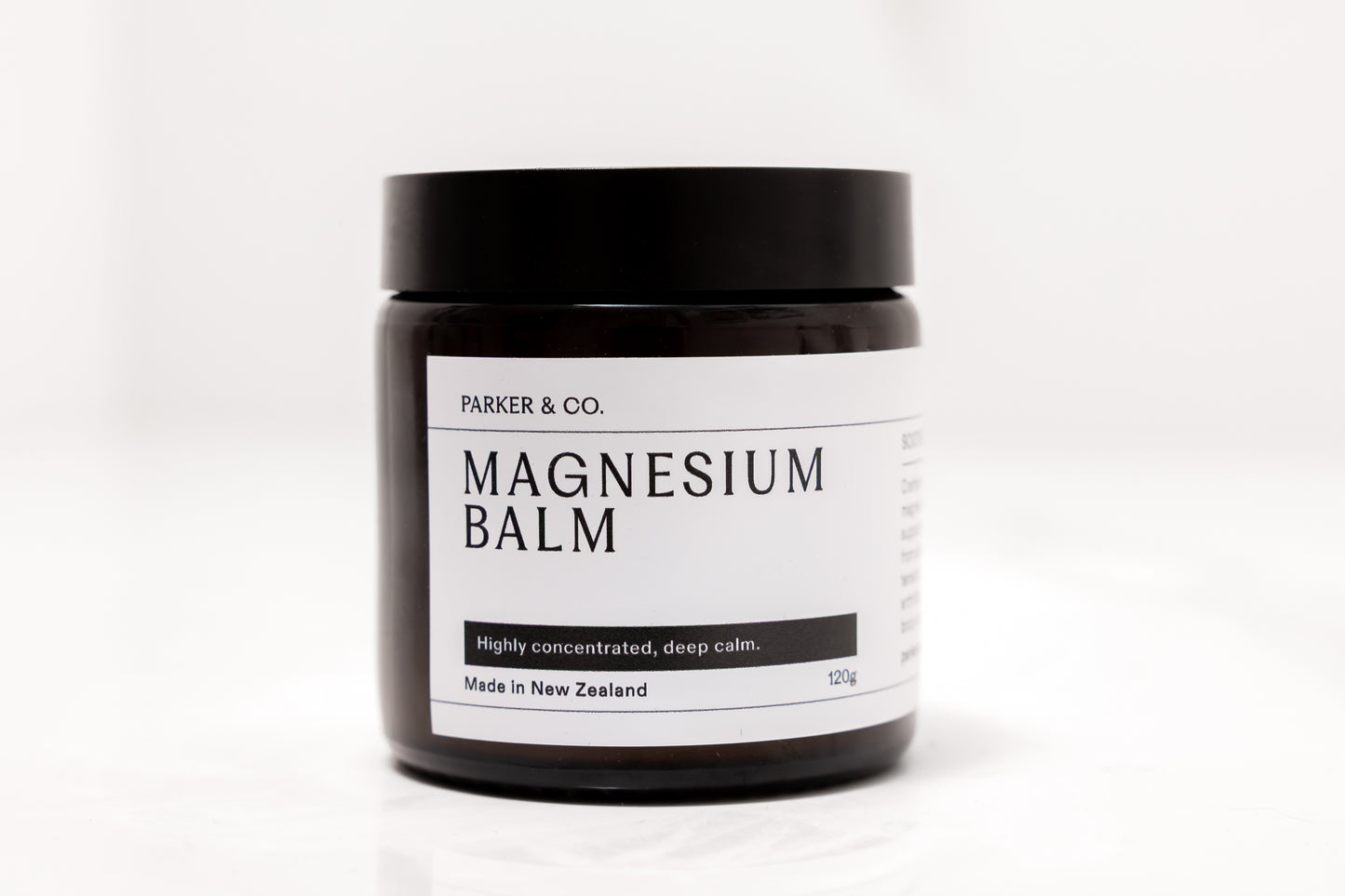 Magnesium balm, muscle rub, recovery balm, high magnesium, new zealand, Parker & Co, deep calm