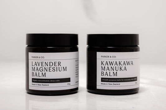 Lavender magnesium balm, kawakawa balm, healing, skin relief, magnesium, manuka, kawakawa, natural healing 